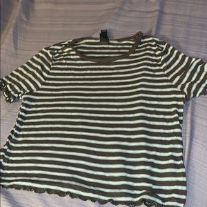 Olive, light blue, white crop top